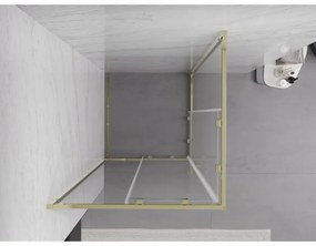 Mexen Exo, posuvný štvorcový sprchový kút 80 x 80 cm, číre sklo, zlatá, 8111-080-080-50-00