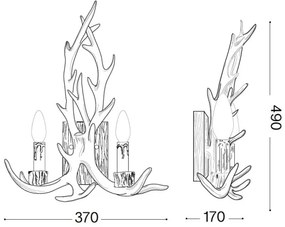 Ideal Lux - Nástenné svietidlo CHALET 2xE14/40W/230V parožie