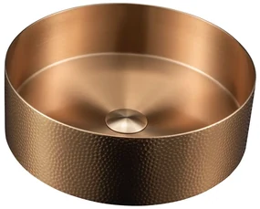 Sapho Sapho, AURUM nerezové umývadlo na dosku, priemer 38cm, vrátane odtoku, tepaný kov, meď mat, AU301-T