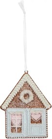 Závesná dekorácia modrá perníková chalúpka Frosted Ginger - 8*1*10 cm