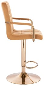 LuxuryForm DESIGN Barová stolička VERONA GOLD VELUR na zlatom tanieri - hnedá