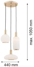 Argon 1489 - Luster na lanku SAGUNTO 3xE27/15W/230V mosadz