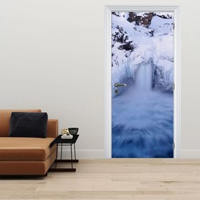 Fototapeta na dvere - Vodopády v zime (95x205cm)