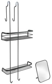 Matne čierna závesná oceľová kúpeľňová polička Lava – Metaltex