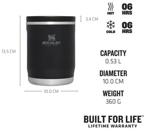 Čierna termoska na jedlo z nehrdzavejúcej ocele 530 ml Adventure To-Go Black – Stanley