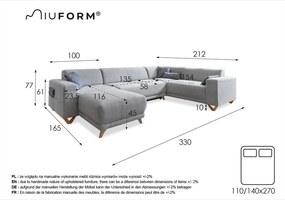 Sivá rozkladacia/s úložným priestorom rohová pohovka (pravý roh/do tvaru "U") Classy Sophie – Miuform