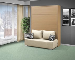 Nabytekmorava MOTOROVÁ VÝKLOPNÁ POSTEĽ s pohovkou VS 21065 MOT - 160x200 cm farba pohovky: Krémová, Typ farebného prevedenia: Buk / dvere buk