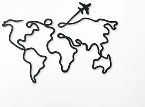 drevko Minimalistický obraz Mapa sveta - line art Rozmer obrazu: 45,5 x 65 cm, Farba dekorácie: Čierna