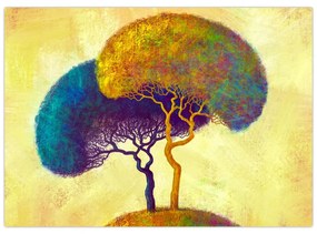 Sklenený obraz - Stromy na kopci (70x50 cm)