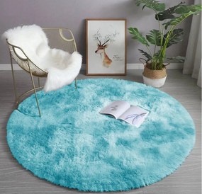 Okrúhly koberec Shaggy Ombre v modrej farbe | NajAladin.sk Rozmer: 80 cm