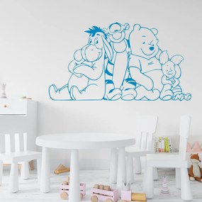 Veselá Stena Samolepka Macko Pú a kamaráti Farba: modrá, Veľkosť: 40 x 22 cm