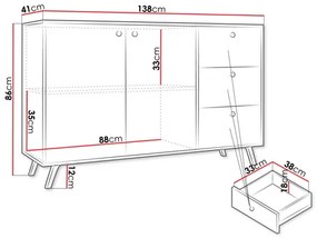Komoda Astradon 2D3S (čierna + zlatá) . Vlastná spoľahlivá doprava až k Vám domov. 1103633