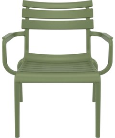 PARIS záhradné lounge kreslo s podrúčkami olive green