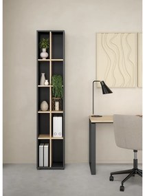 Knižnica v dekore duba v antracitovo-prírodnej farbe 41x205 cm Sign – Tvilum