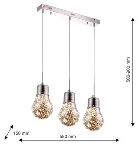 Závesné svietidlo Bulb 3, chrómové telo svietidla, ch