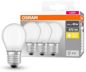 OSRAM LED kvapka E27 P40 4W 2 700K 470lm matná 3ks