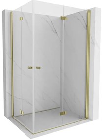 Mexen Mist-F Duo, skladací sprchový kút 85 x 90 cm, číre sklo, zlatý lesklý profil, 8A6-085L-090P-50-00