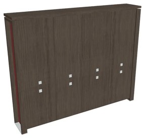 Vysoká skriňa Verno+ S 260 x 46 x 210 cm, dub antracit / červená