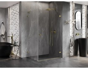 Mexen Lunar-B L pravý výklopný sprchový kút 95 x 90 cm, číre sklo, zlatá matná, 832L-095-090-55-00-P