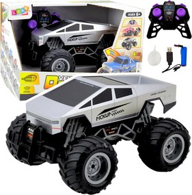 LEAN Toys Terénne auto RC na diaľkové ovládanie strieborné 1:16