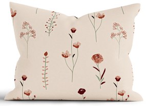 Bavlnená obliečka na vankúš Renforcé 70 × 90 cm - Vlčie maky béžové