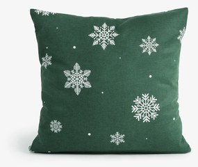 Goldea flanelová obliečka na vankúš - snehové vločky na zelenej 50 x 60 cm