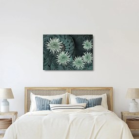 Sklenený obraz - Zelené kvety (70x50 cm)