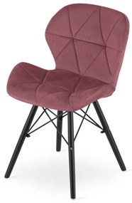 Set troch jedálenských stoličiek LAGO zamatové, tmavoružové / čierne (3 ks)