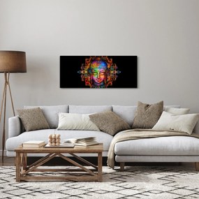 Obraz - Busta Budhu v neónových farbách (120x50 cm)