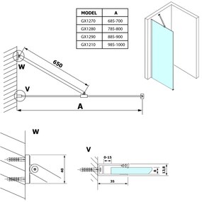 Gelco Gelco, VARIO BLACK jednodielna sprchová zástena na inštaláciu k stene, číre sklo, 800 mm, GX1280GX1014