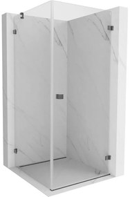 Mexen Lunar-B, výklopný sprchový kút pravý 90 x 90 cm, 8mm číre sklo, profil grafit brúsený, 832-090-090-66-00-P