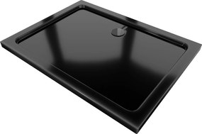 Mexen Flat, akrylátová sprchová vanička 110x80x5 cm SLIM, čierna, čierny sifón, 40708011B
