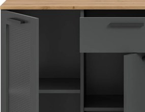 Komoda so šuplíkom Niklas, 120 cm, šedá/dub artisan