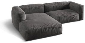 Sivá zamatová modulárna rohová pohovka (ľavý roh/s leňoškou) Martina – Micadoni