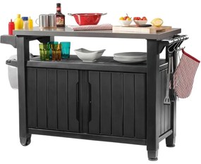 Keter Multifunkčný záhradný grilovací stolík UNITY XL 270 l grafit, 134 x 52 x 90 cm