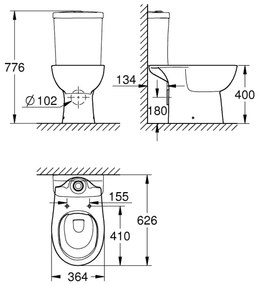 GROHE 39349000 - Voľne stojaca misa BAU CERAMIC 356 × 600 × 400 mm keramika/biela