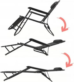 CH Záhradné skladacie relaxačné kreslo Nois - čierna