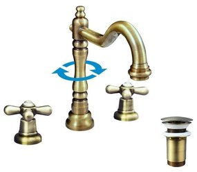 RAV Slezák MK132.0SM - Umývadlová batéria + výpusť MORAVA RETRO stará mosadz