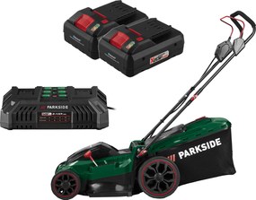 Parkside®  Aku kosačka na trávu Prma 40 E3 + Smart akumulátor 20 V/4 Ah, 2 kusy + Dvojitá nabíjačka na akumulátor 20 V/4,5 A  (800012672)