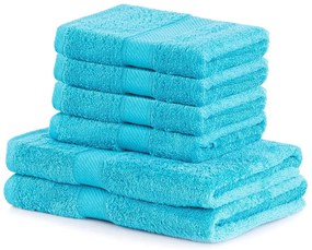 Modré froté uteráky a osušky v súprave 6 ks s prímesou bambusu Bamby – DecoKing
