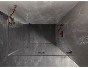 Mexen Lunar-F, 1-krídlový sprchový kút so skladacími dverami, pravý, 95 x 70 cm, 8mm číre sklo, ružové zlato profil, 836-095-070-60-00-P