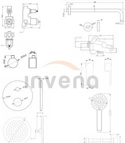 Invena Siros, podomietková sprchová sada s 2-výstupovým telesom, čierna matná, INV-BS-90-013-A