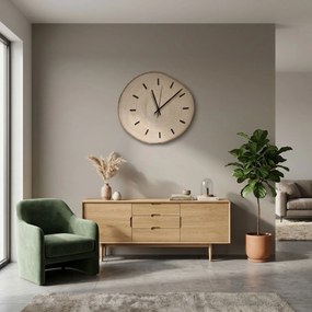 Drevené nástenné hodiny z plátu dreva s kôrou a letokruhmi  | KOOR: Amber - 3072 26-29 cm 4814-115583 KOR007-29-AMBER