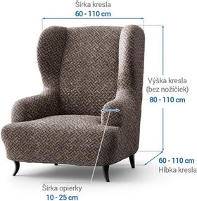 Bielastické poťahy VENEZIA hnedá kreslo ušiak (š. 60 - 110 cm)