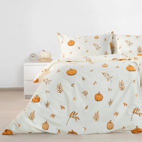 Goldea flanelové posteľné obliečky - jesenné tekvice a lístky 150 x 200 a 50 x 60 cm