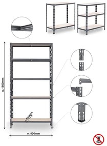 Trestles SUPER HIT - Policový regál 1800x900x400 sivý