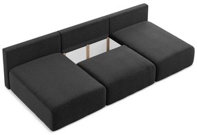 Čierna rozkladacia/s úložným priestorom rohová pohovka Kalena – Makamii