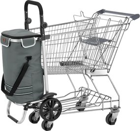 Nákupný vozík 3 v 1 – objem 56 l, sivý