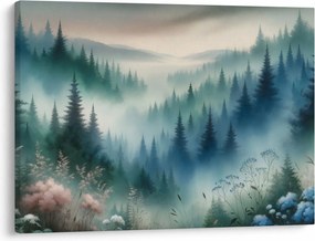 Obraz - Lesná krajina s hmlou (70x50 cm)
