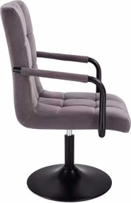LuxuryForm DESIGN Otočná stolička VERONA BLACK VELUR na čiernom tanieri - tmavosivá